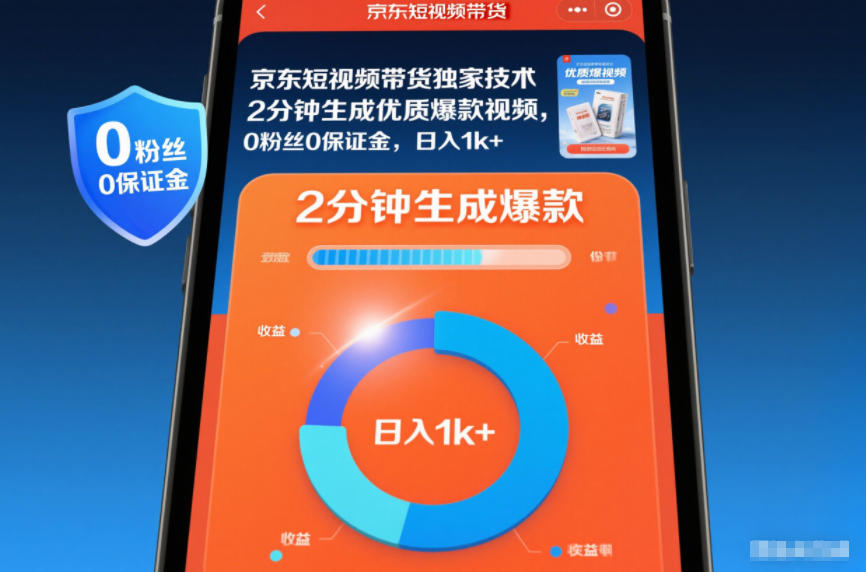 京东短视频带货独家技术,2分钟生成一条优质爆款视频,0粉丝0保证金,日入1k+【揭秘】-伯乐项目网