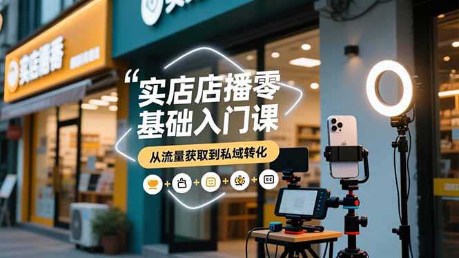 实体店播零基础入门课,实体店+短视频+直播+微信生态+私域社群,从流量获取到私域转化-伯乐项目网