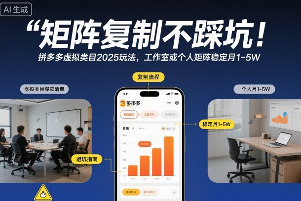 矩阵复制不踩坑！拼多多虚拟类目2025玩法，工作室或者个人矩阵稳定月1-5W【揭秘】-伯乐项目网