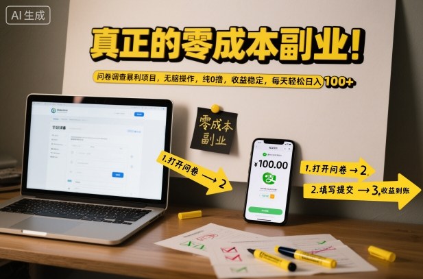 真正的零成本副业!问卷调查暴利项目,无脑操作,纯0撸,收益稳定,每天轻松日入100+【揭秘】-伯乐项目网