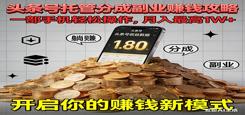 全程托管今日头条,一部手机就可以开干,最高躺赚1W+-伯乐项目网