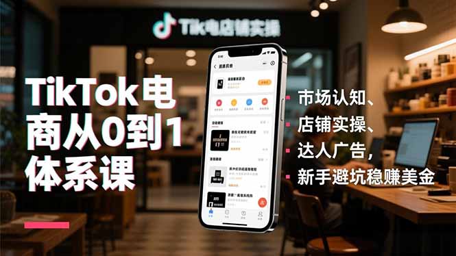 TikTok电商从0到1体系课,市场认知、店铺实操、达人广告,新手避坑稳赚美金-伯乐项目网