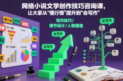 网络小说文学创作技巧咨询课，让大家从“懂行情”提升到”会写作”的高度-伯乐项目网
