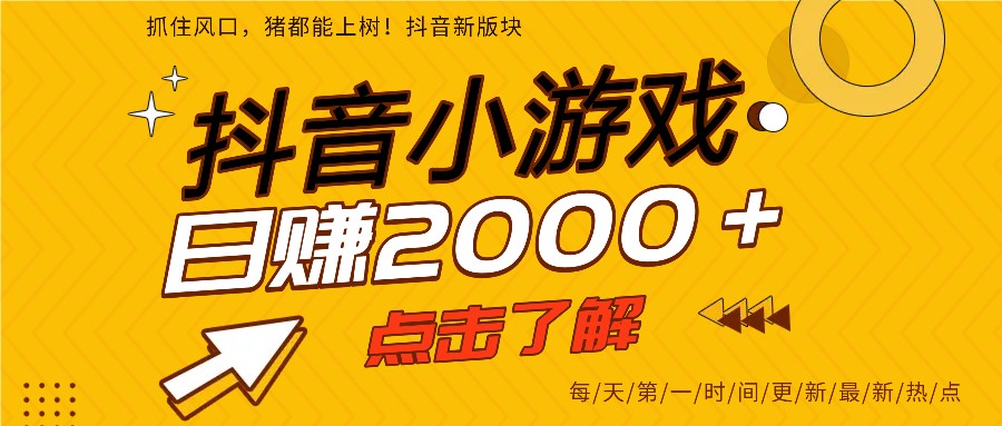 5年爆火的抖音小游戏项目,一部手机日入2000+-伯乐项目网