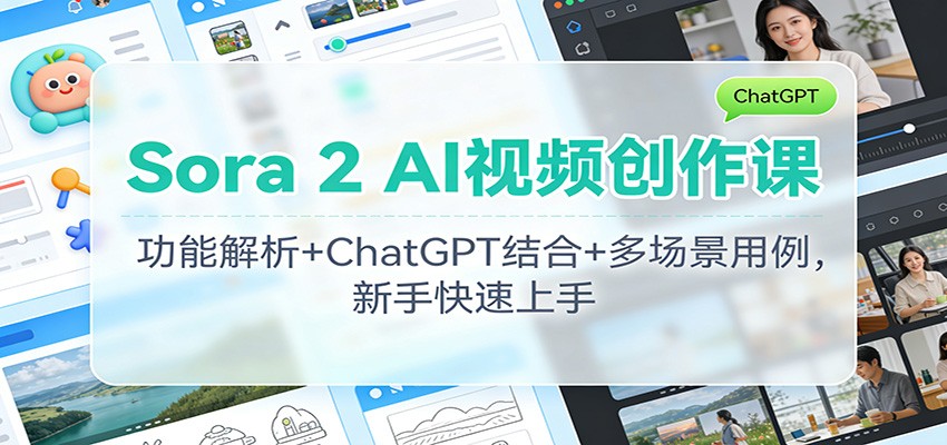 Sora 2 AI视频创作课：功能解析+ChatGPT结合+多场景用例，新手快速上手-伯乐项目网